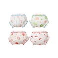 thumbnail image 1 of Zaldita Infant Baby Girls 4Pcs Cotton Bloomers Diaper Cover Printed Ruffle Panties Underwear Blue Red Green 110, 1 of 7