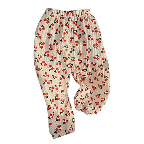 Zaldita Kids Boy Girls Summer Bloomer Pants Linen Harem Trousers Toddler Casual Joggers Pant Red Cherry 110