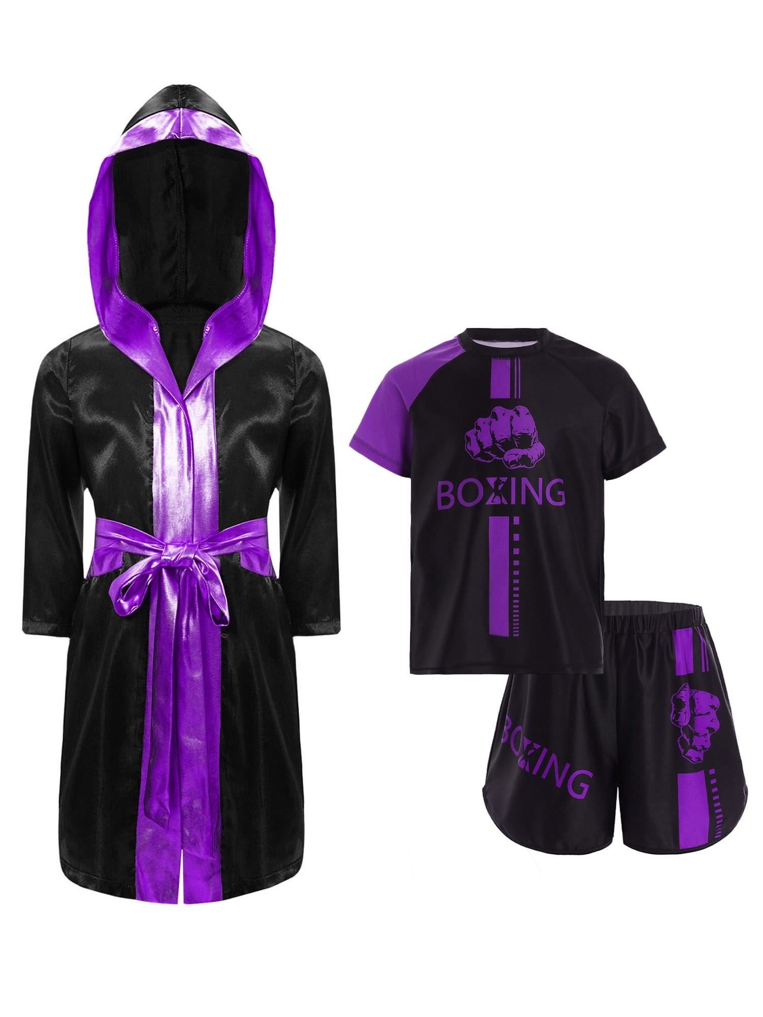 Python Boxing Cloak Zaldita Kids Boys Boxing Uniform Long Satin Hooded Cloak Boxing Robe ...