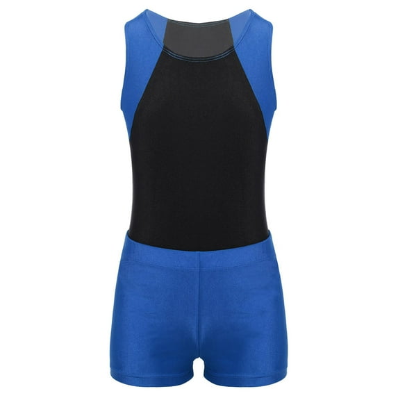 Zaldita Kids Boys Girls Gymnastics Leotard with Shorts Set Tumbling Dance Biketard Unitard Dancewear Blue 12