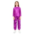 thumbnail image 1 of Zaldita Kids Boys Girls Shiny Metallic Jazz Hip Hop Dance Outfits Long Sleeve T-Shirts and Pants Performance Dancewear Hot Pink 5-6, 1 of 7