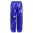 thumbnail image 1 of Zaldita Kids Boys Girls Shiny Metallic Pants Loose Hippie Trousers for Jazz Hip Hop Dance Costume Blue 130, 1 of 5