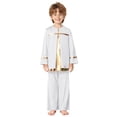 thumbnail image 1 of Zaldita Kids Boys Liturgical Praise Dance Top Long Sleeve Metallic Pullover Shirts with Wide Leg Pants Worship Dancewear White 16, 1 of 6
