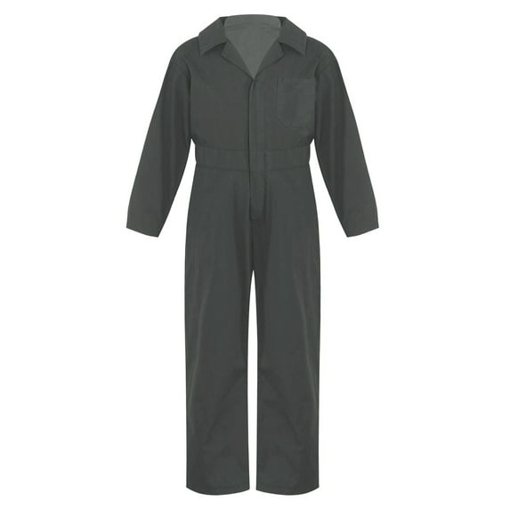Zaldita Kids Boys Mechanic Coveralls Long Sleeve Turndown Collar Overall Zipper Jumpsuit Festival Fancy Dress Grey 10