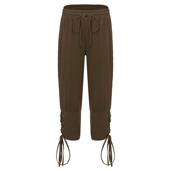 Zaldita Kids Boys Medieval Pirate Pants Steampunk Viking Seatpants Halloween Party Dress Ups Costume Coffee 130/135