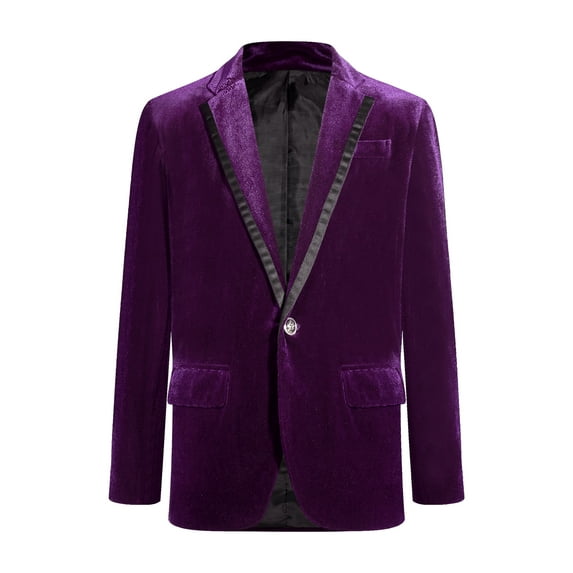 Zaldita Kids Boys Velvet Gentleman Suit Blazer One Button Formal Tuxedo Suit Jacket Dark Purple 16