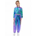 thumbnail image 1 of Zaldita Kids Girls 2 Piece Holographic Street Jazz Hip Hop Modern Dance Outfit Flap Pocket Zip Up Jacket with Pants Set Blue 14, 1 of 7