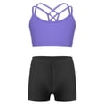 thumbnail image 1 of Zaldita Kids Girls 2Pcs Activewear Set Gymnastics Dance Sports Bra Crop Tops and Booty Shorts Tankini Lavender&Black 6, 1 of 7