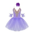 thumbnail image 1 of Zaldita Kids Girls Adjustable Straps Lace Rhinestone Swan Dance Ballet Tutu Dress Camisole Skirted Leotard Dancewear Purple 11-12, 1 of 7
