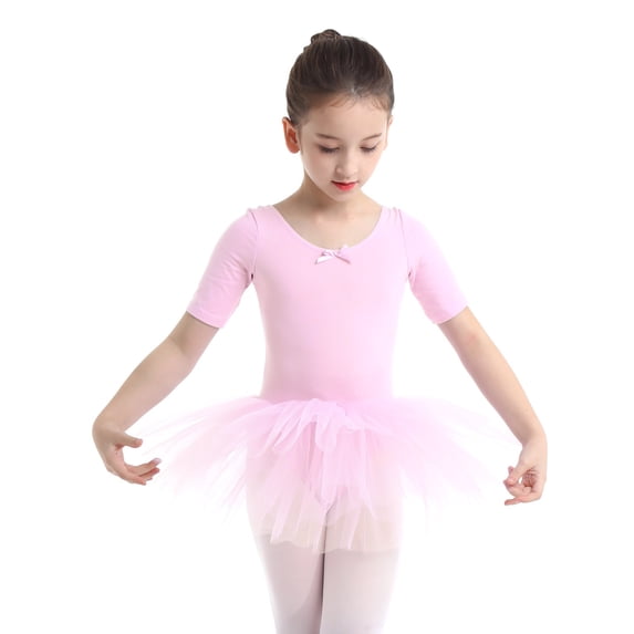 Zaldita Kids Girls Ballet Dance Tutu Dress Gymnastics Leotard with Tulle Mesh Skirt Ballerina Outfit Pink 12-14