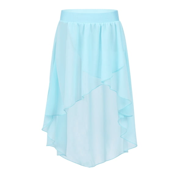 Zaldita Kids Girls Ballet Dance Warp Skirt Sheer Chiffon Skater Skirts Dancer Ballerina Dancewear Light Blue 12