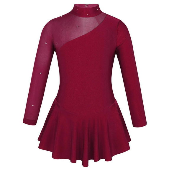 Zaldita Kids Girls Ballet Tutu Dress Leotard Figure Skating Dress Gymnastics Performance Dancewear Burgundy 4