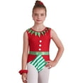 thumbnail image 1 of Zaldita Kids Girls Christmas Elf Cosplay Leotard Costume Sleeveless Bell Decor Dance leotard Jumpsuit Red 6, 1 of 7