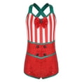 thumbnail image 1 of Zaldita Kids Girls Christmas Striped Leotards Candy Cane Sleeveless Unitard Jumpsuit Performance Red 14, 1 of 7