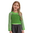 thumbnail image 1 of Zaldita Kids Girls Fishnet Mesh Long Sleeve Crop Tops Hip Hop Street Dance Pullover Tee Shirt Blouse Clubwear Green 15-16, 1 of 5