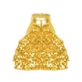 thumbnail image 1 of Zaldita Kids Girls Halter Shiny Sequins Metallic Jazz Latin Cha Cha Dance Crop Tops Performance Competition Dancewear Gold 14, 1 of 6