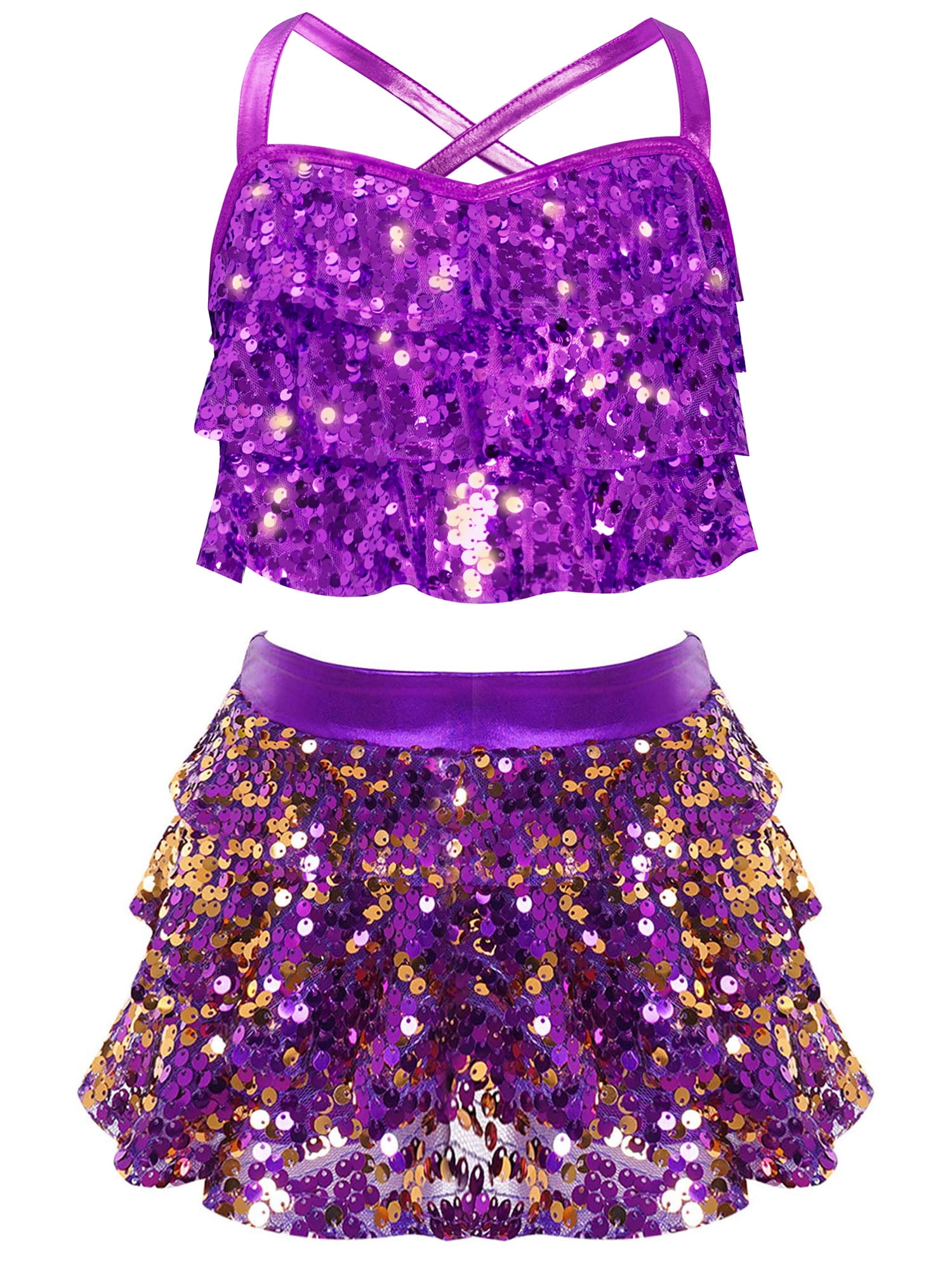 Zaldita Kids Girls Hip Hop Jazz Latin Salsa Samba Dance Outfits Sequins ...