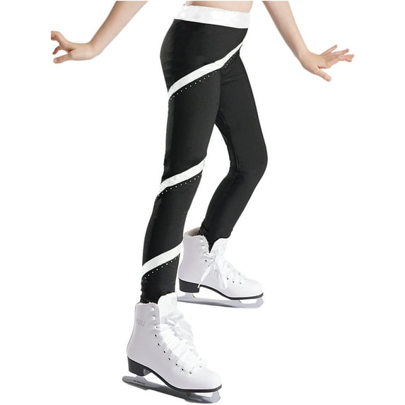 Zaldita Kids Girls Ice Skating Tights Gymnastics Dance Leggings Compression Pants Shiny Ballet Tights Silver 12