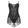 thumbnail image 1 of Zaldita Kids Girls Latin Dance Costume Sleeveless Sequins Tassel Hem Tango Rumba Performance Dancewear Black 8, 1 of 7