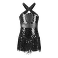 thumbnail image 1 of Zaldita Kids Girls Latin Dance Hip Hop Jazz Performance Costume Sparkly Tassel Leotard Fringed Bodysuit Dancewear Black 14, 1 of 6