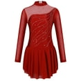 thumbnail image 1 of Zaldita Kids Girls Long Sleeves Ballet Dance Leotards Dress Shiny Diamond Hollow Back Figure Ice Skating Dress Burgundy 8, 1 of 7