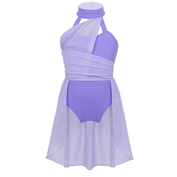 Zaldita Kids Girls Lyrical Dance Dress Ballet Leotard Modern Contemporary Dance Costume Dancewear Lavender 16
