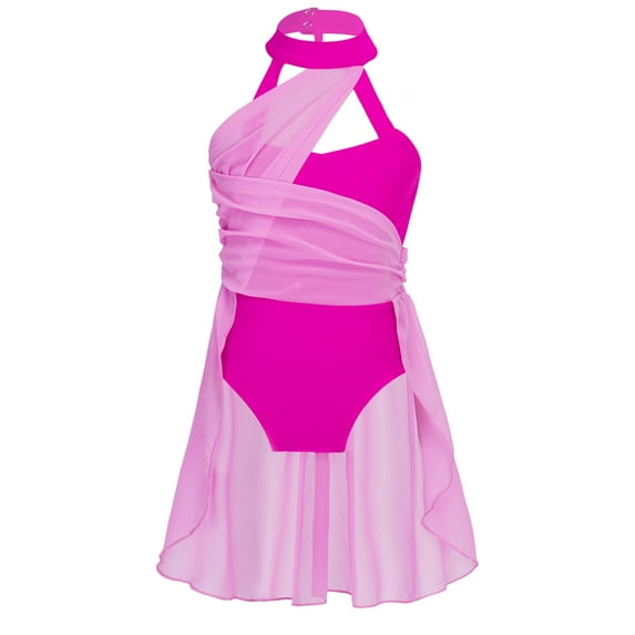 Zaldita Kids Girls Lyrical Dance Dress Ballet Leotard Modern Contemporary Dance Costume Dancewear Rose 8