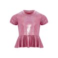 thumbnail image 1 of Zaldita Kids Girls Metallic Short Sleeve T-Shirt Cheerleading Jazz Hip Hop Dance Tops Disco Party Shirts Blouse Red 13-14, 1 of 3