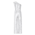thumbnail image 1 of Zaldita Kids Girls One Shoulder Sequined Pageant Romper Sleeveless Dance Party Jumpsuit Silver 16, 1 of 5