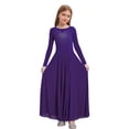 thumbnail image 1 of Zaldita Kids Girls Praise Dance Dress Long Sleeve Liturgical Lyrical Robe Worship Church Maxi Swing Skirt Dancewear Purple 12, 1 of 7