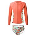 thumbnail image 1 of Zaldita Kids Girls Rash Guard Swimsuit UPF 50+ Long Sleeve Zipper Swim Shirt with Bikini Briefs Orange 10, 1 of 7