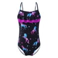 thumbnail image 1 of Zaldita Kids Girls Ruffle Trim One Piece Swimsuits Hawaiian Flounce Swimwear Bathing Suits Black Horse 10, 1 of 7