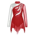 thumbnail image 1 of Zaldita Kids Girls Sequin Rhinestone Ice Skating Figure Dress Long Sleeve Ballet Dance Gymnastics Leotard Dress Burgundy 16, 1 of 5