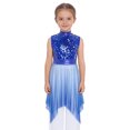 thumbnail image 1 of Zaldita  Kids Girls Sequin Sleeveless Mock Neck Liturgical Worship Praise Dance Overlay Dress Tunic Lyrical Dancewear Blue 10, 1 of 7