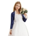 thumbnail image 1 of Zaldita Kids Girls Sequins Rhinestones Shrug Long Sleeve Cropped Bolero Cardigan Navy Blue 16, 1 of 7