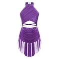 thumbnail image 1 of Zaldita Kids Girls Shiny Ballet Dance Figure Skating Dress Modern Contemporary Dance Dress Lyrical Dance Costume Purple 14, 1 of 6