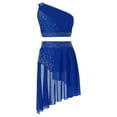 thumbnail image 1 of Zaldita Kids Girls Shiny Ballet Lyrical Dance Dress One Shoulder Rhinestone Crop Top with Sheer Mesh Skirted Outfit A Blue 16, 1 of 6