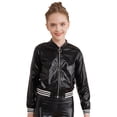 thumbnail image 1 of Zaldita Kids Girls Shiny Metallic Bomber Jacket Coat Boys Long Sleeve Zip Up Outerwear Jazz Hip Hop Jazz Dance Top Black 6, 1 of 7