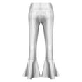 thumbnail image 1 of Zaldita Kids Girls Shiny Metallic Flare Pants Ruffle Hem Bell-bottom Pants for Jazz Hip Hop Modern Performance Dance wear Silver 12, 1 of 6