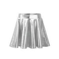 thumbnail image 1 of Zaldita Kids Girls Shiny Metallic Flared Mini Skater Skirt High Waist A-Line Pleated Skirt Silver 8, 1 of 7