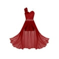 thumbnail image 1 of Zaldita Kids Girls Shiny Sequins Formal Dance Romper Dress One Shoulder Jumpsuit Burgundy 16, 1 of 7
