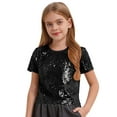 thumbnail image 1 of Zaldita Kids Girls Short Sleeve Sequin Hip Hop Jazz Street Dance Crop Tops Glitter Sparkly Party Shirts Tee Blouse Black 5-6, 1 of 6