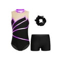 thumbnail image 1 of Zaldita Kids Girls Sleeveless Ballet Gymnastic Leotard with Shorts Hair Band Set Ice Skating Yoga Purple 4, 1 of 6