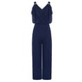 thumbnail image 1 of Zaldita Kids Girls Sleeveless Birthday Party Jumpsuit V Neck Pleated Wide Leg Pants Romper Playsuit Navy Blue 8, 1 of 7