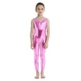 thumbnail image 1 of Zaldita Kids Girls Sleeveless Dance Jumpsuit Gymnastics Leotard Shiny Metallic Full Body Bodysuit Pink 3-4, 1 of 7