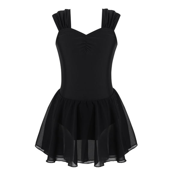 Zaldita Kids Girls Sleeveless V-Neck Ballet Dance Gymnastic Leotards Dress Athletic Competition Dancewear Black 6