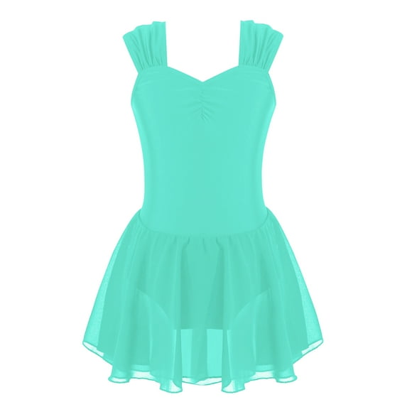 Zaldita Kids Girls Sleeveless V-Neck Ballet Dance Gymnastic Leotards Dress Athletic Competition Dancewear Green 10