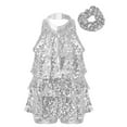 thumbnail image 1 of Zaldita Kids Girls Sparkle Sequin Halter Neck Dance Dress Latin Jazz Hip Hop Performance Costume Silver 8, 1 of 7