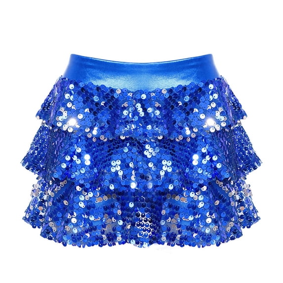 Zaldita Kids Girls Sparkly Shiny Metallic Dance Skirt for Ballet Hip Hop Latin Jazz Belly Dancing Cheerleading Costume Royal Blue 10