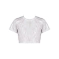 thumbnail image 1 of Zaldita Kids Hip Hop Dance Crop Tops Girls Boys Shiny Metallic Street Shirts Glitter Cropped T Shirt Silver 11-12, 1 of 7